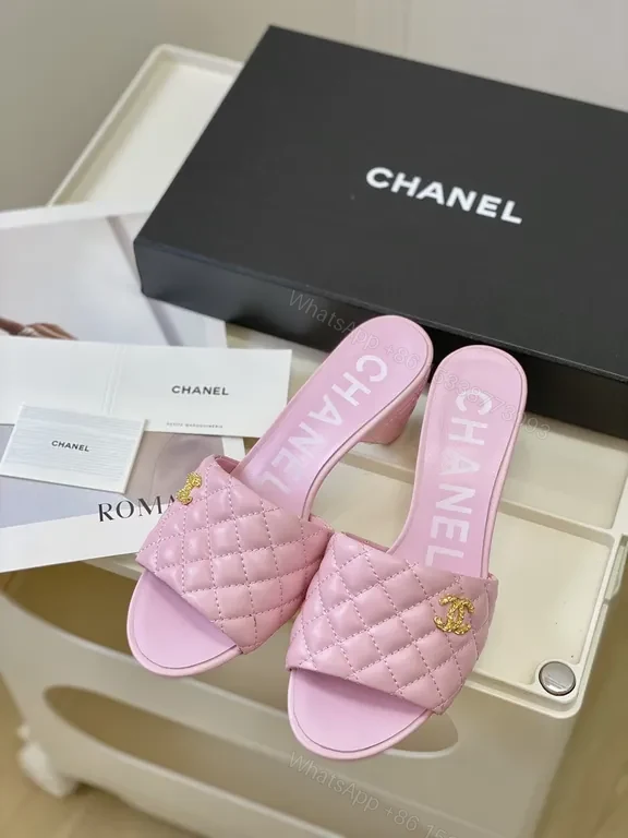 View 8 of Pink Quilted Chanel-Inspired Slides â€“ Luxury Comfort Sandals