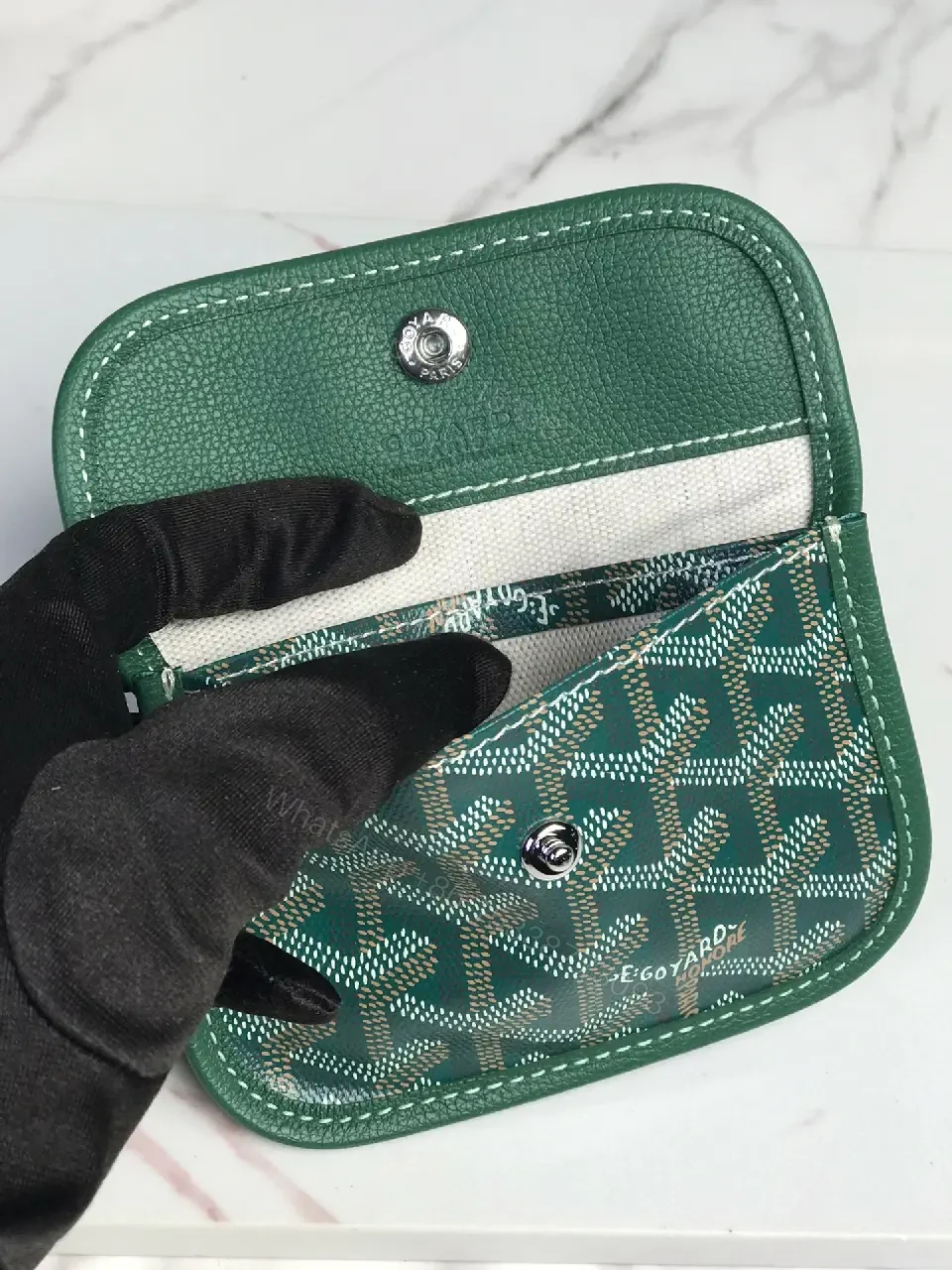View 2 of Structured Monogram Tote: Green, Coated Canvas, Modern, Durable, Handbag