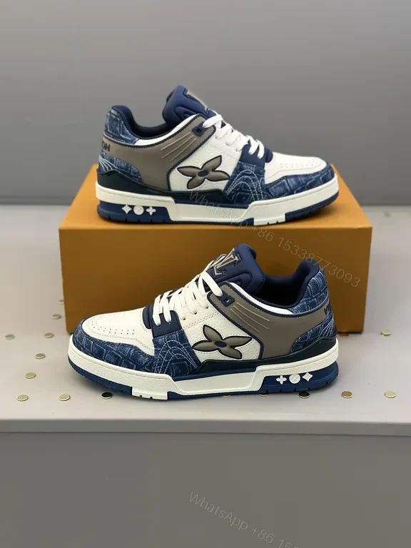 View 2 of Bold Venetian-Blue LV-Detail Sneakers: Luxe Comfort