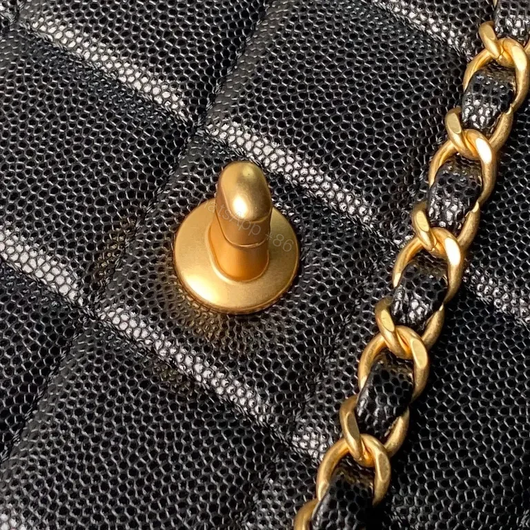 View 5 of Compact Quilted Calfskin Bag with Gold Chain Strap