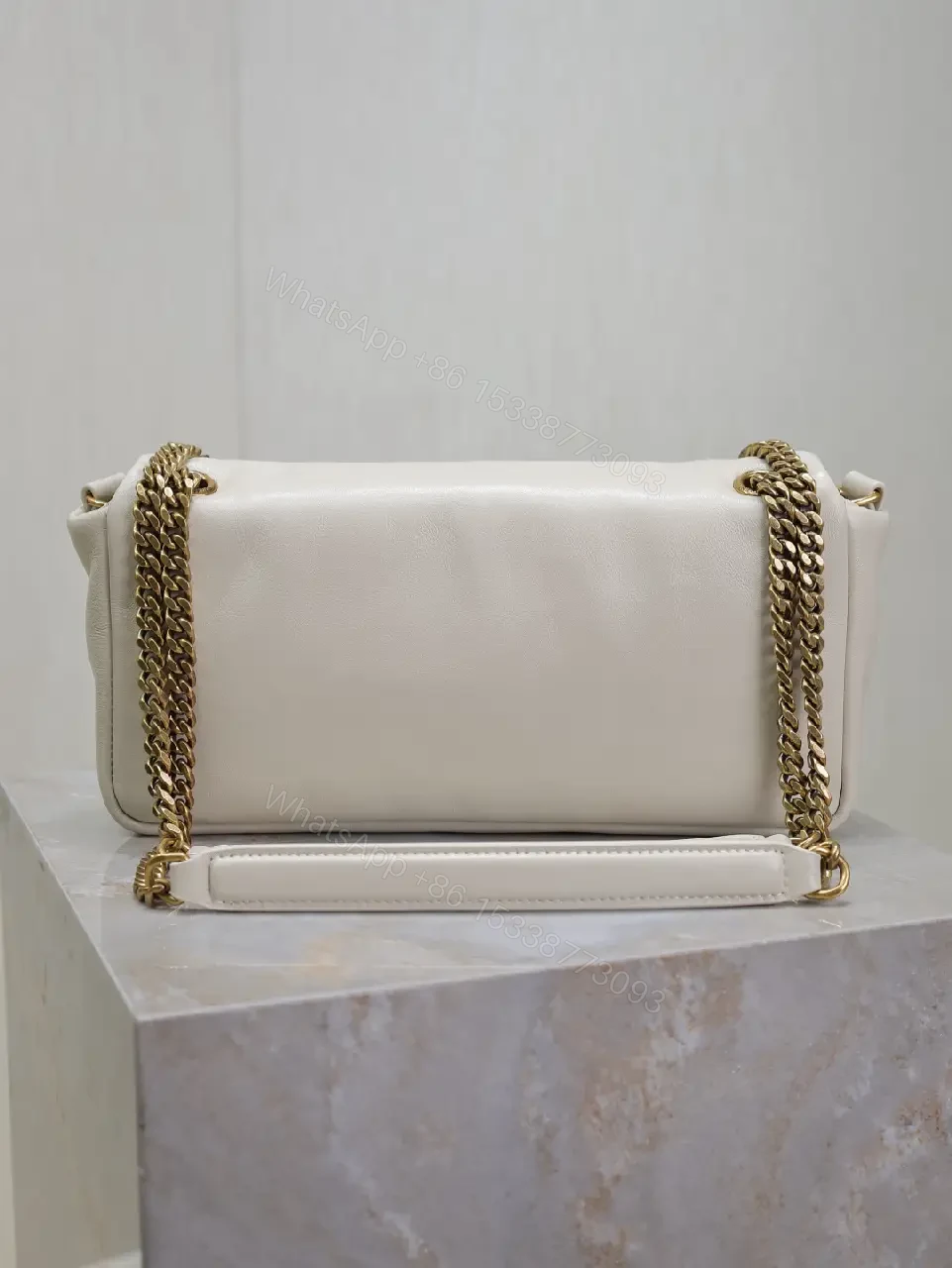 View 9 of Ivory Leather Envelope Bag + Gold Hardware + Elegant + Luxe Everyday Bag