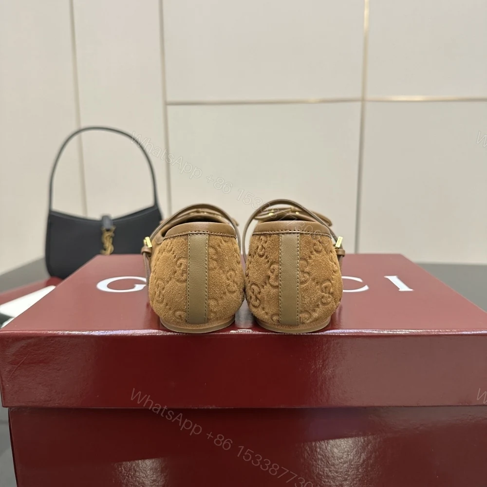 View 3 of GUCCI WOMEN’S HORSEBIT BALLET FLAT BROWN 814413 AAEEN 2808