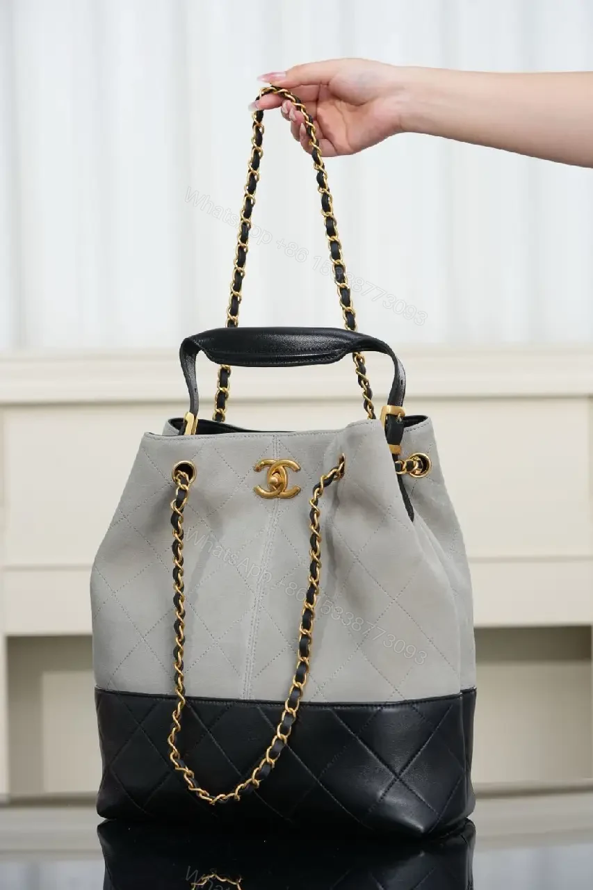 View 5 of Two-Tone Quilted Tote: Gold-Accent Everyday Luxury Bag