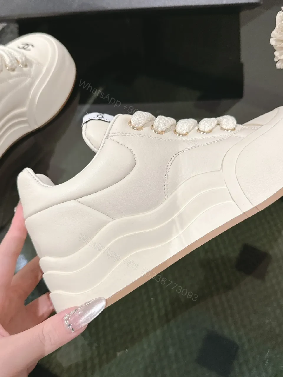 View 7 of White Leather Couture Sneakers: Luxe Comfort & Everyday Style