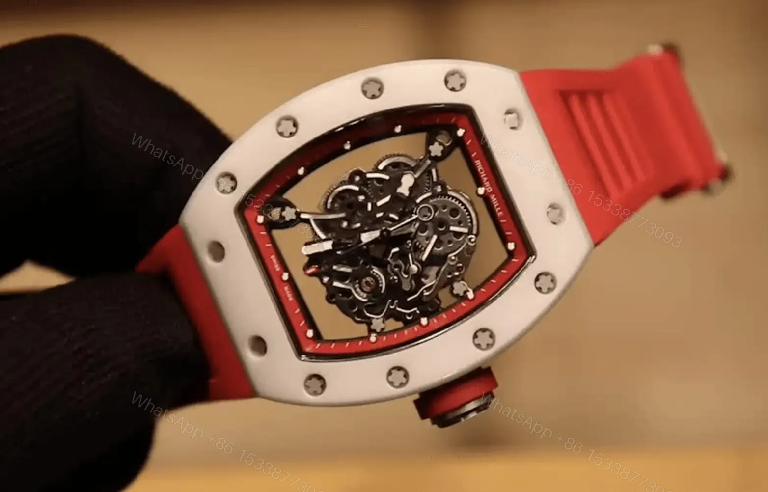 View 11 of Richard Mille Swiss Made Clone Rm 0055 Bubba Watson Red Rubber