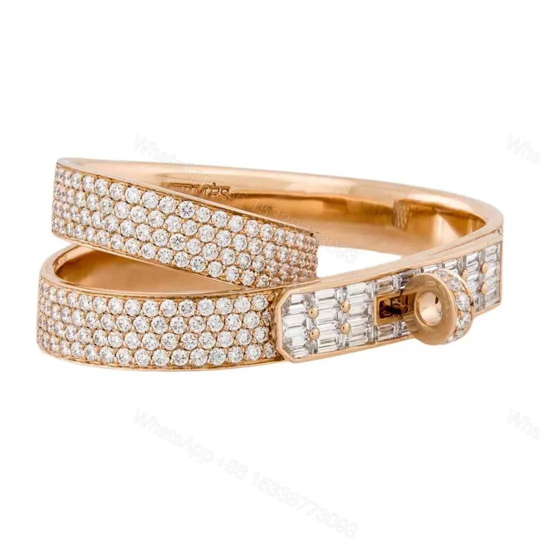 View 2 of 18k Gold Hermes Diamond Kelly Gavroche Double Rings