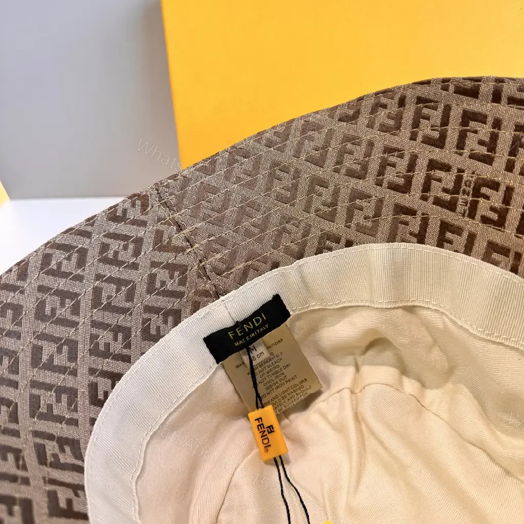 View 5 of Beige/Brown Quilted FF Pattern Bucket Hat with Brim