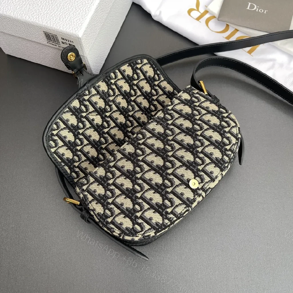 View 3 of Patterned Monogram Crossbody: Luxury Leather Trim Bag