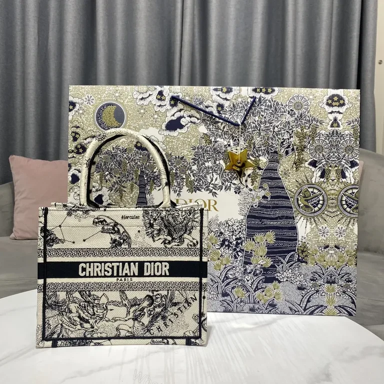 View 3 of Statement Pattern Tote: Graphic Dior-Inspired Canvas Tote