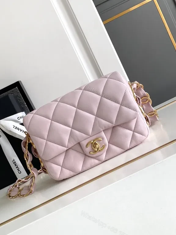 Soft Pink Quilted Glam Bag: Compact Luxury Crossbody — view 1
