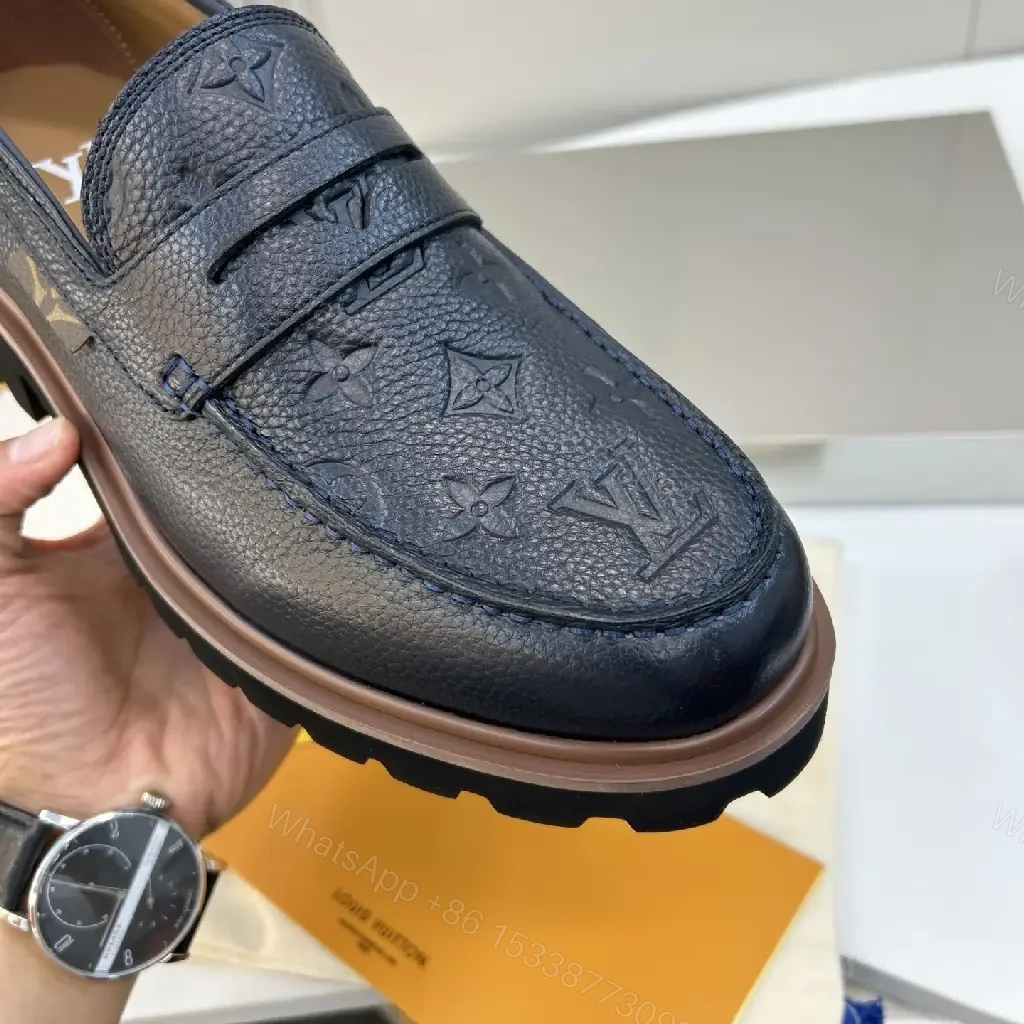 View 10 of Lux embossed Leather Driver: Monogram, All-Day Comfort loafers