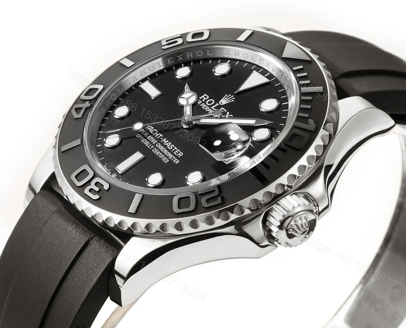 View 3 of DJ Factory Clean Factory Rolex Yacht-Master Black Dial Rubber Strap