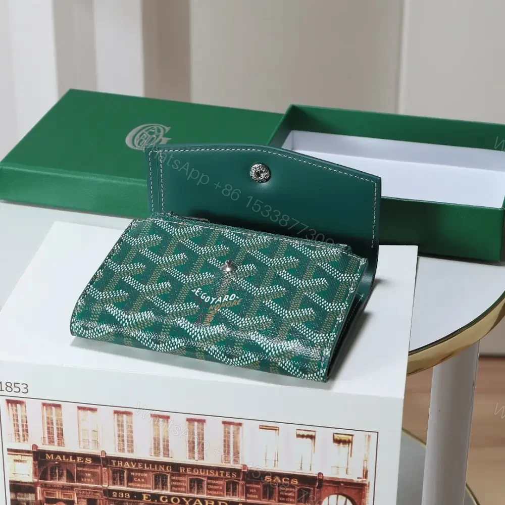 View 6 of 高仿Goyard*STGABR2拼色三折式錢夾錢包綠色免檢版