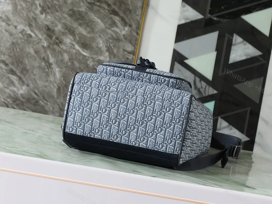 View 4 of Structured Pattern Leather-Accent Backpack for Everyday Luxury
