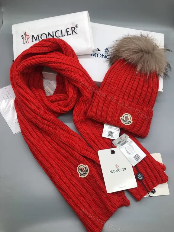 View 2 of Moncler Knit Scarf & Beanie Set: Warmth & Texture
