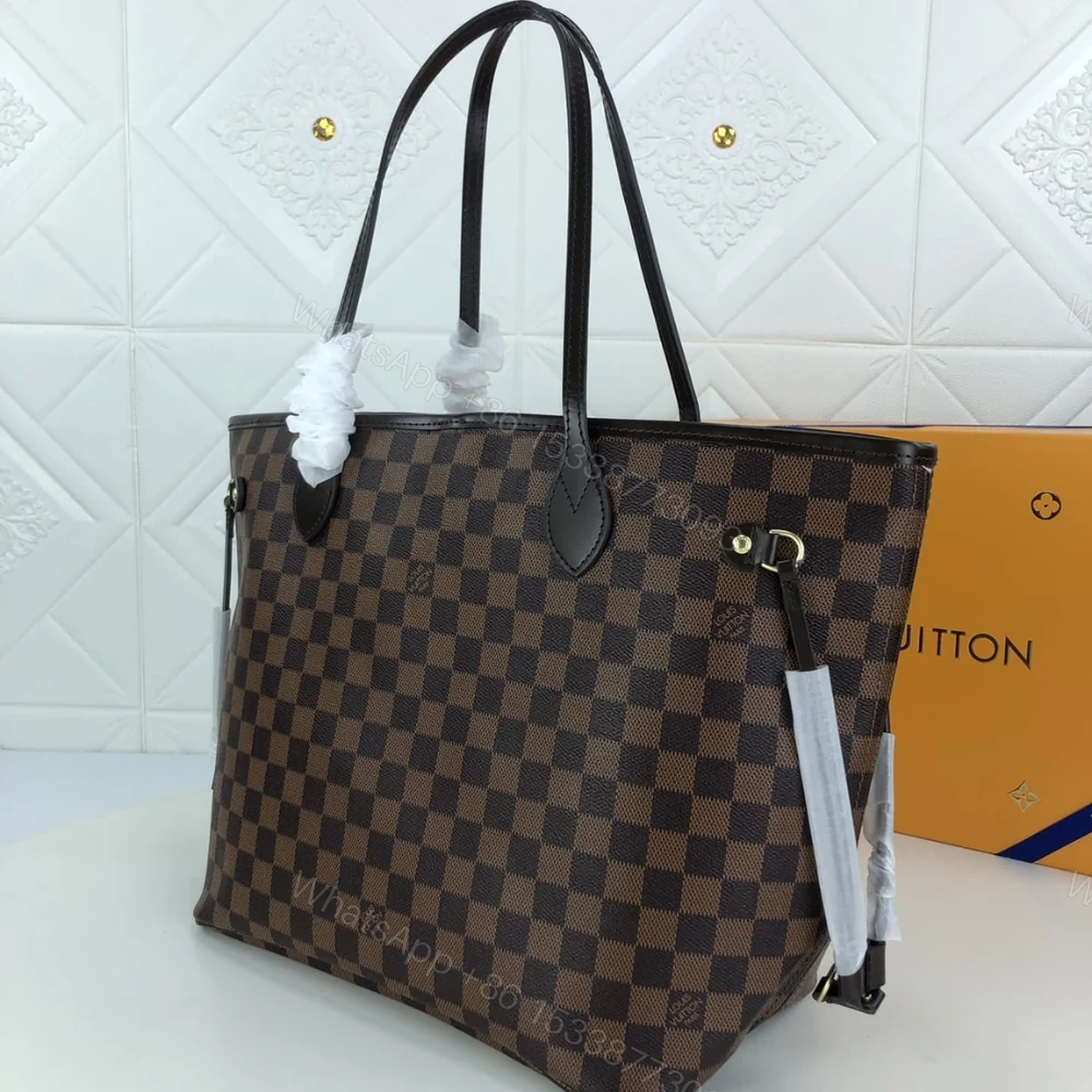 View 2 of Louis Vuitton Damier Ebene Neverfull MM Brown And Light Pink 32Cm N41603