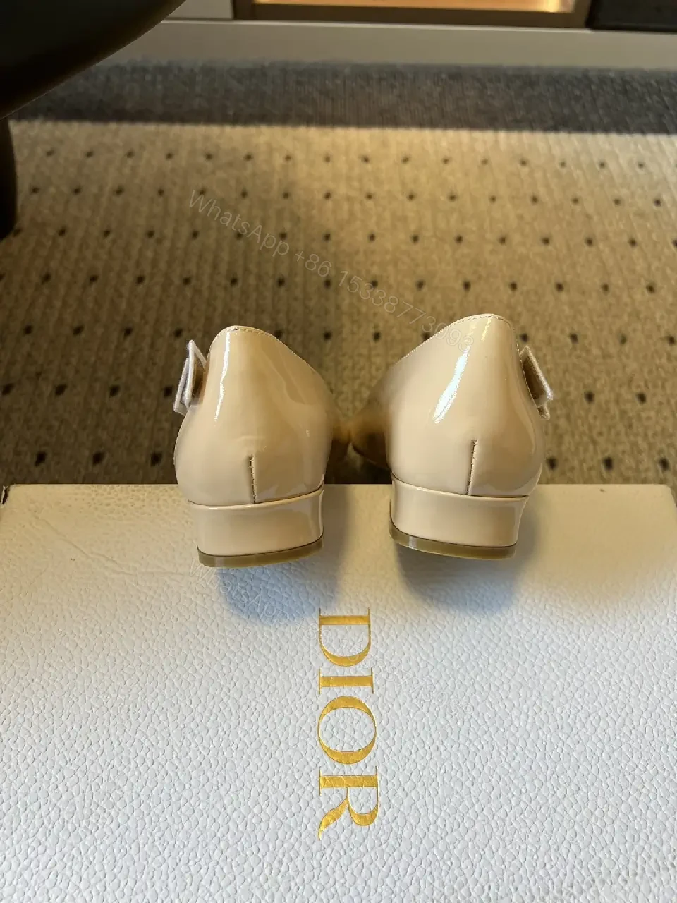 View 2 of Patent Slingback Pumps with Dior-Style Ribbon Straps