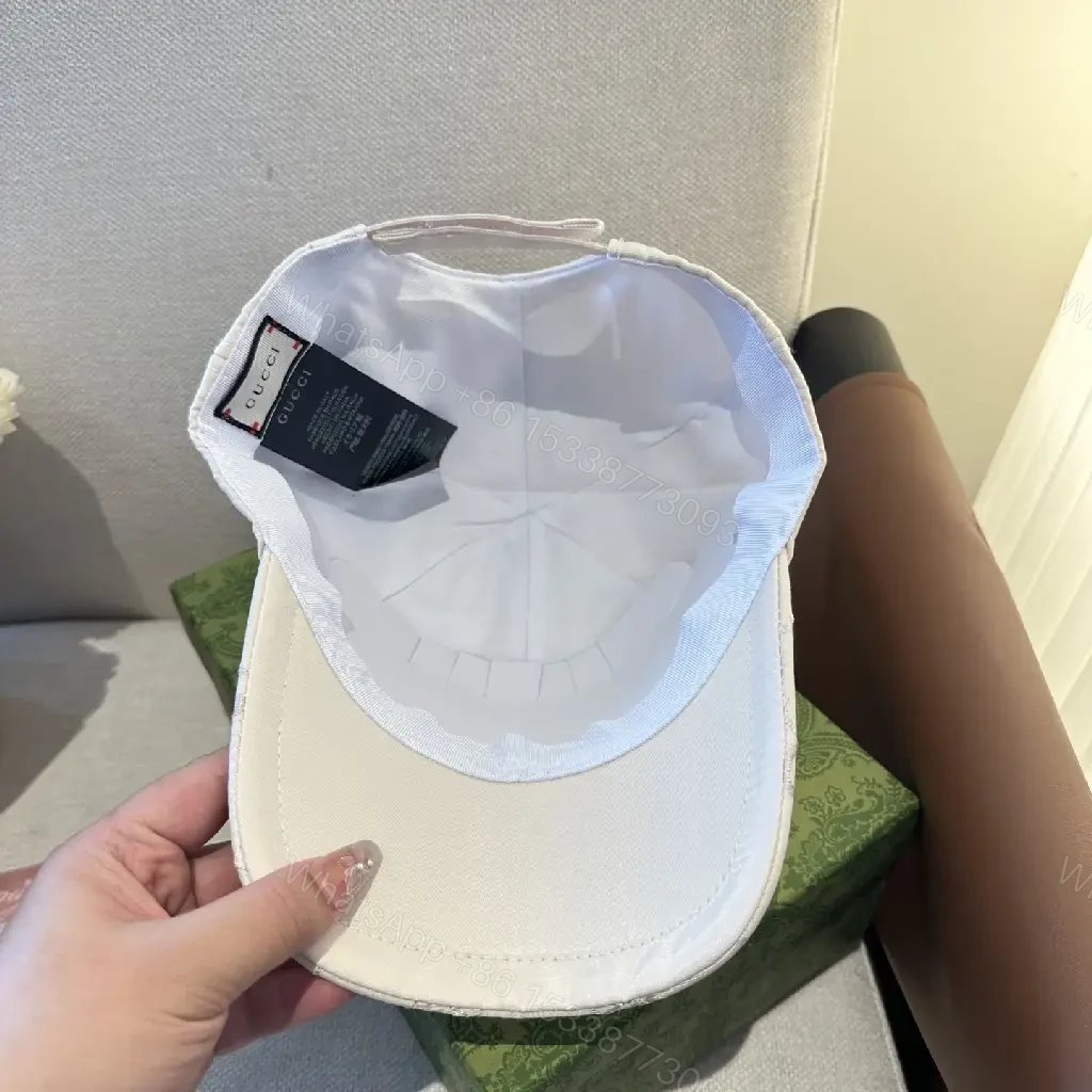 View 7 of White/Cotton Casual Baseball Cap with Interlocking Stitch Pattern