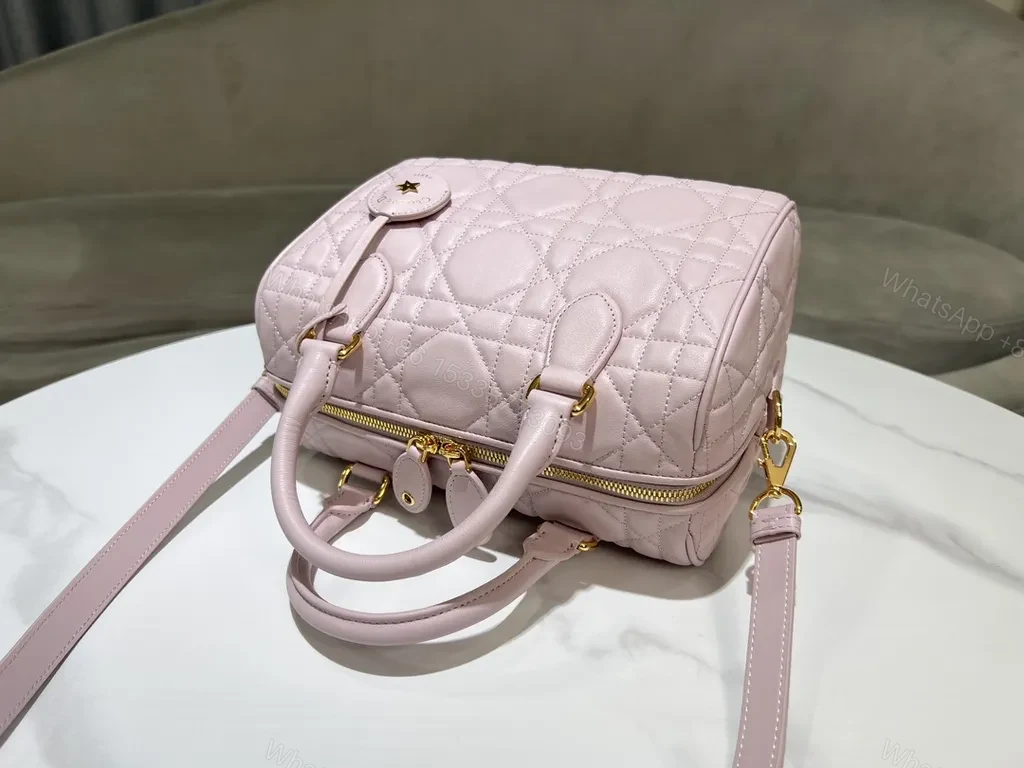 View 6 of Chic Pink Quilted Mini Bag â€” Dior Luxury, Structured Silhouette