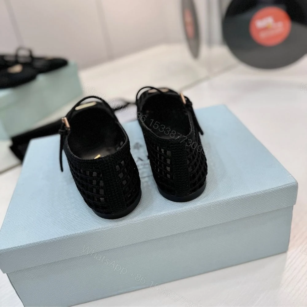 View 6 of Prada Crochet Ballerinas Black