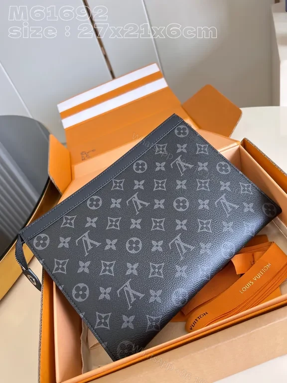 View 2 of Monochrome LV-Inspired Monogram Clutch: Compact Luxury Organizer