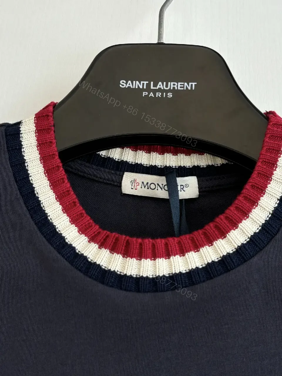 View 6 of Navy Cotton Crewneck Tee Moncler Style Key Feature