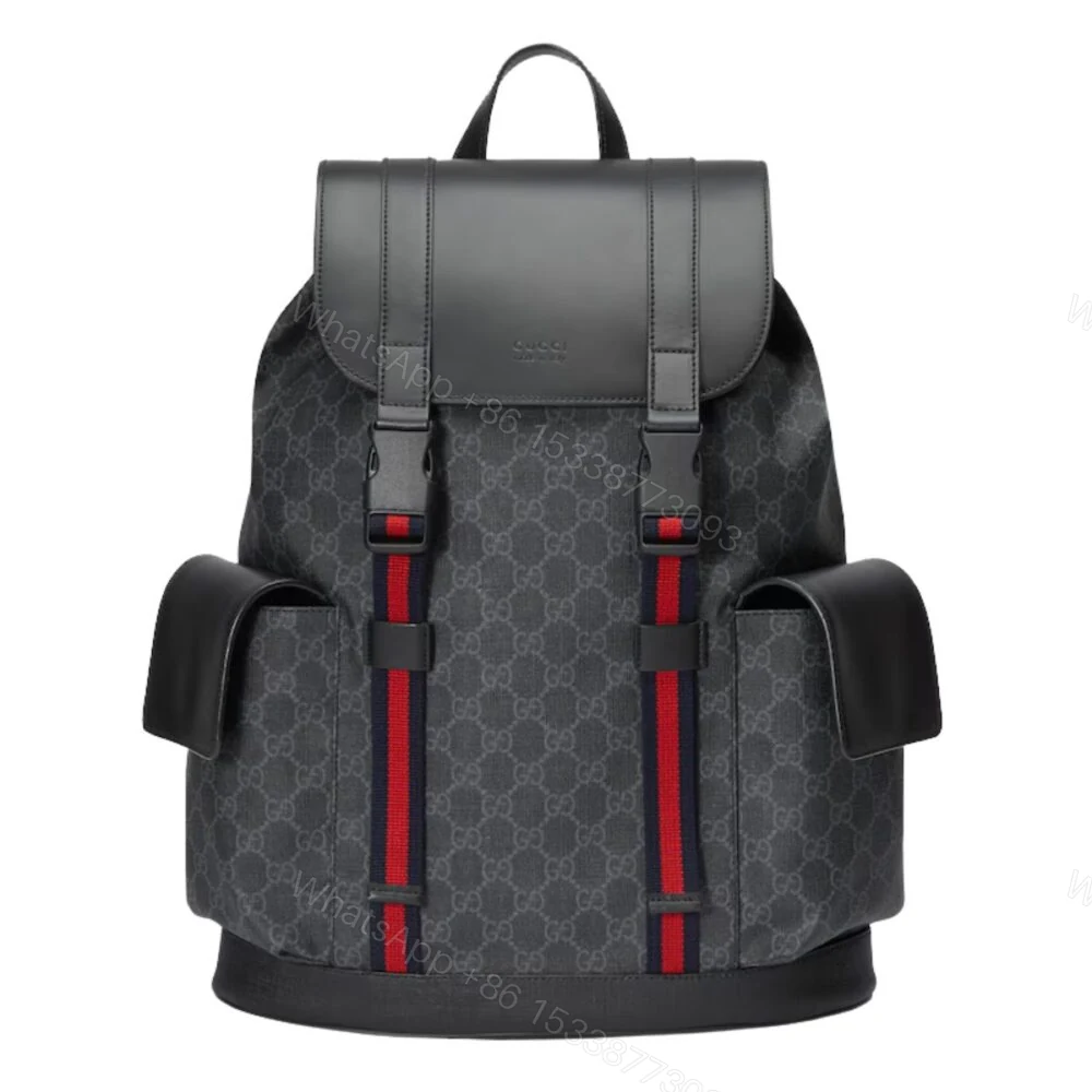 Gucci Soft GG Supreme Black Backpack with Blue & Red Web 42cm 495563 K9R8X 1071 — view 1