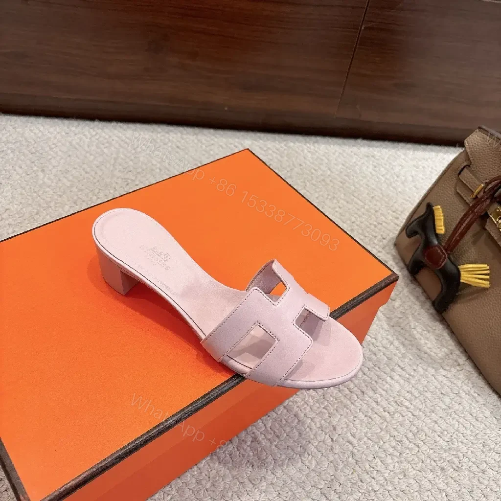 View 3 of Lavender Leather Slides with Block Heel – Luxurious Comfort