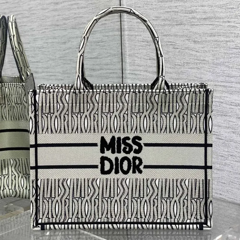 高仿Dior*BookTote系列M129M041購物袋Miss黑白中號免檢版 — view 1