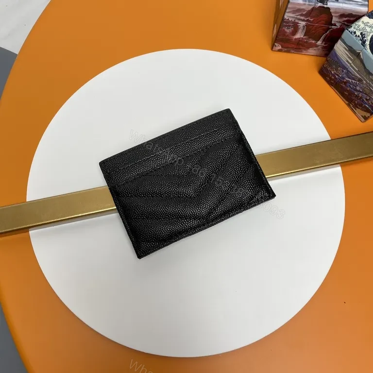 View 4 of Chic Black Textured Leather Wallet with Gold YSL Logo