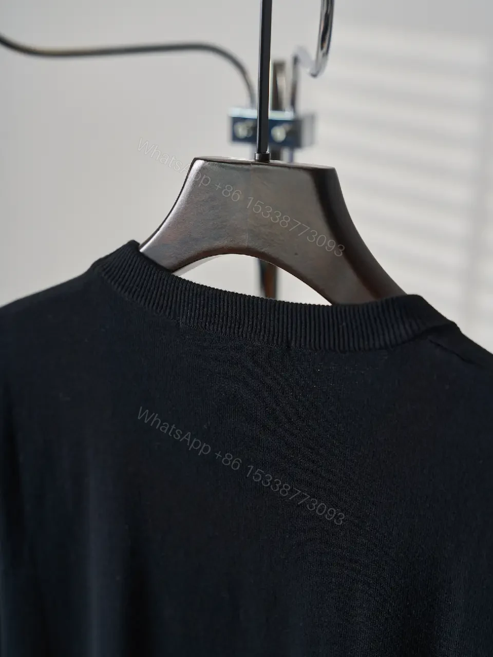 View 2 of Black Embroidered Heart Crewneck T-Shirt Louis Vuitton Logo Outline Feature