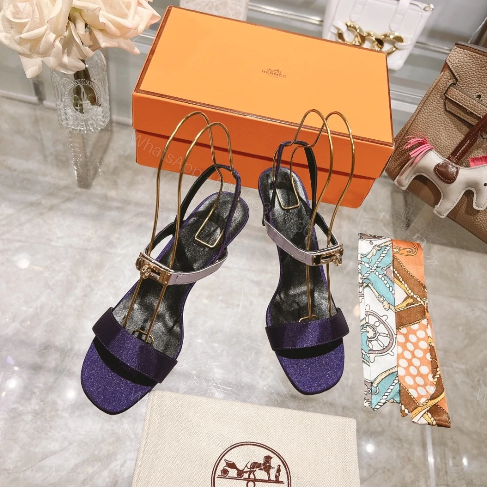View 2 of 高仿Hermes*H232134ZFG露趾細踭涼鞋紫色9.5CM免檢版