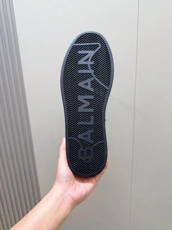 View 2 of Black Leather Low-Top Sneaker â€” BALMAIN Luxury Comfort