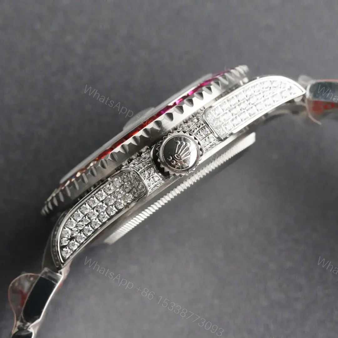 View 5 of Fake Rolex GMT-Master II Rainbow Iced Out Diamond 126759-0001