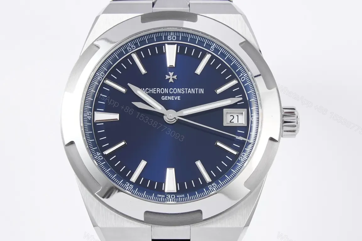 View 2 of Vacheron Constantin Overseas 4500V Series Stainless Steel Watch – Blue Dial, 41mm, Automatic Movement with Date Display, Stainless Steel Bracelet or Rubber Strap Option