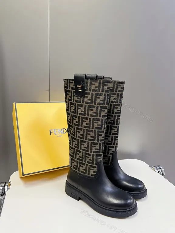 View 8 of Bold Monogram Knee-High Boots - Leather & Fabric Accent