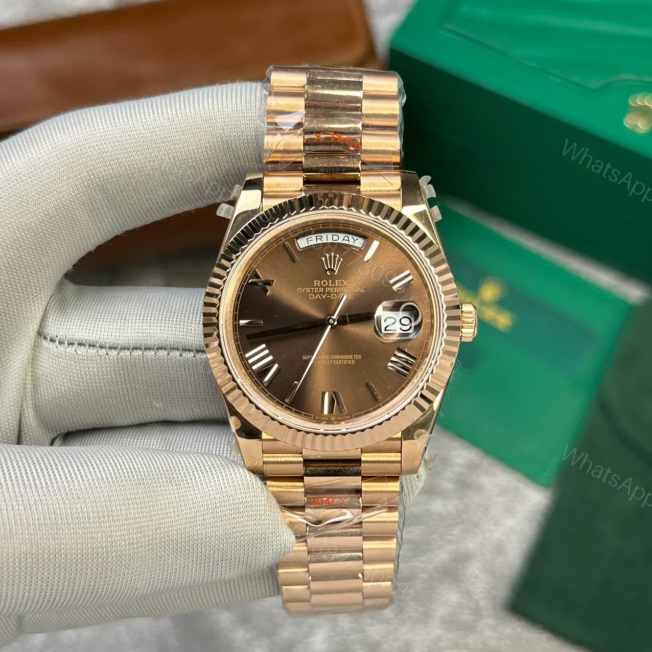 View 2 of Replica Rolex Day-Date II Chocolate Dial 218235 40mm