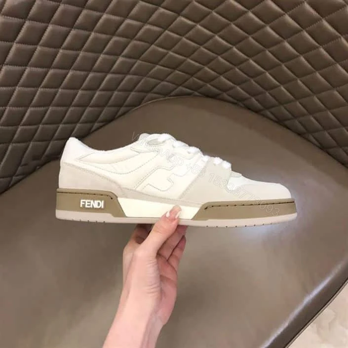 View 2 of Fendi Match Low-Top Sneakers In White Suede – FD31