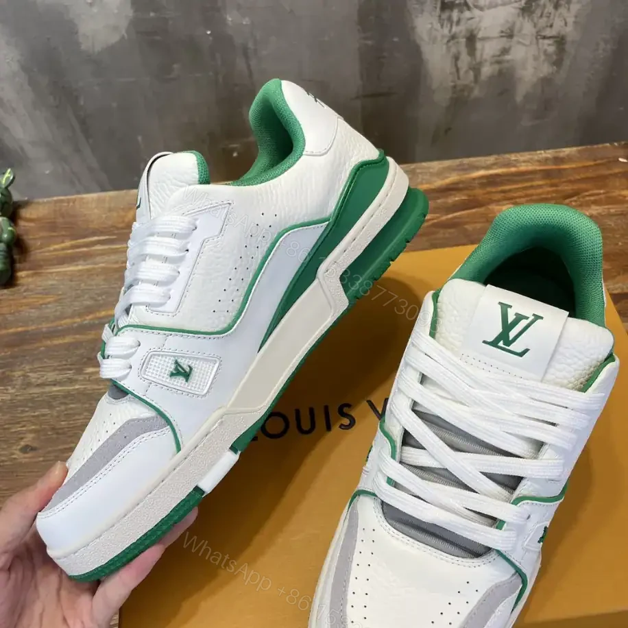 View 5 of LOUIS VUITTON LV TRAINER SNEAKERS IN WHITE AND GREEN – LSVT355