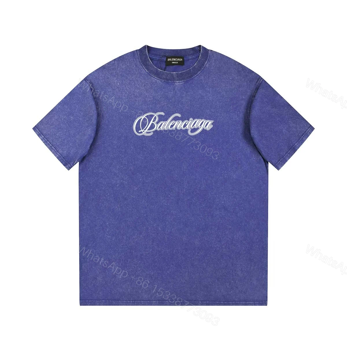 Balenciaga 高仿 男款復古水洗手寫LOGO短袖T恤 寬鬆街頭設計 — view 1