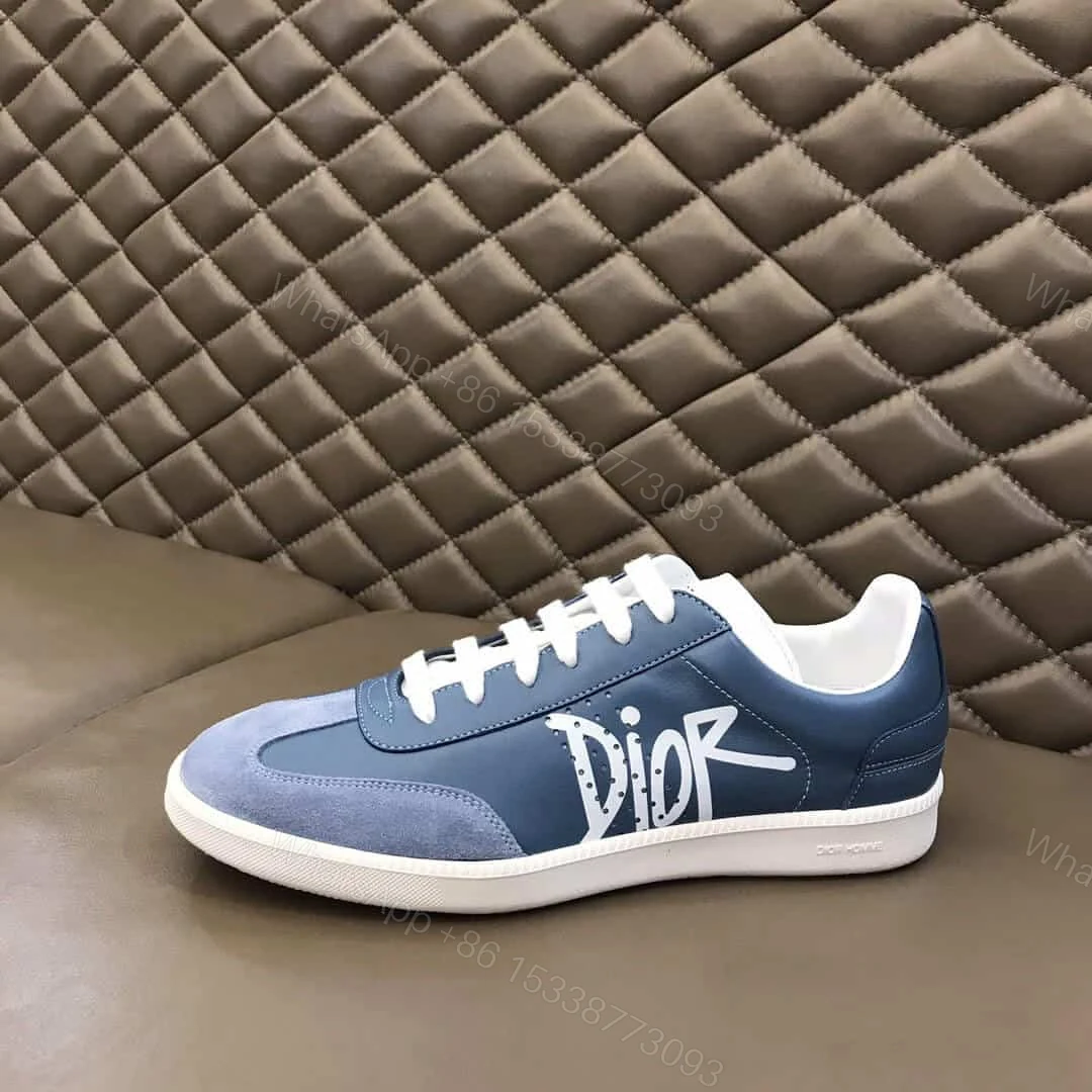 View 5 of DIOR B01 SNEAKER BLUE SMOOTH CALFSKIN AND SUEDE WITH DIOR AND SHAWN SIGNATURE – CD57