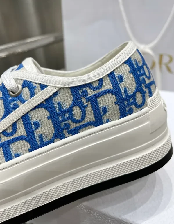View 3 of Blue Canvas Sneakers with Dior Monogram Logo - Modern Luxe Footwear