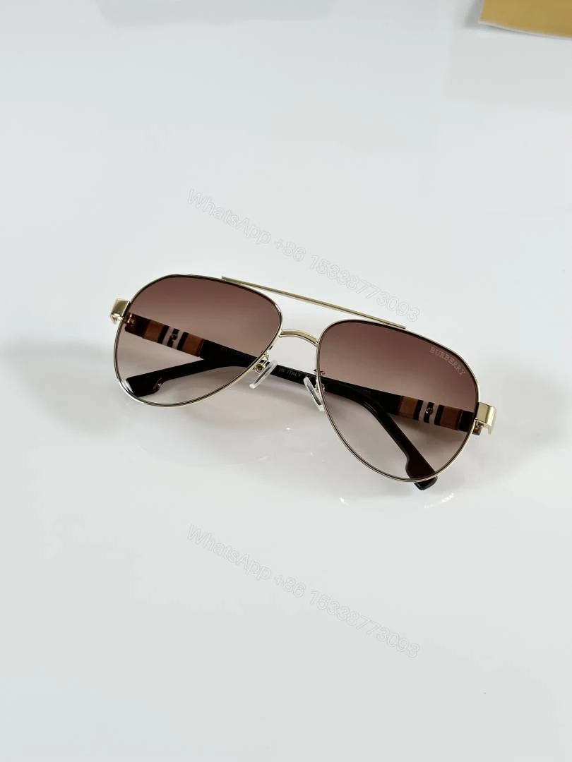 View 3 of First Copy Burberry 2301 Gold Brown Sunglasses