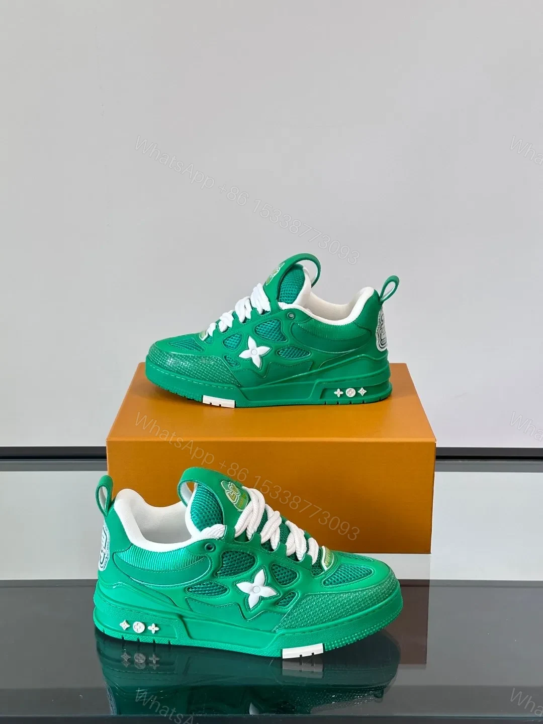 View 4 of LV Men Green Mesh Sneakers