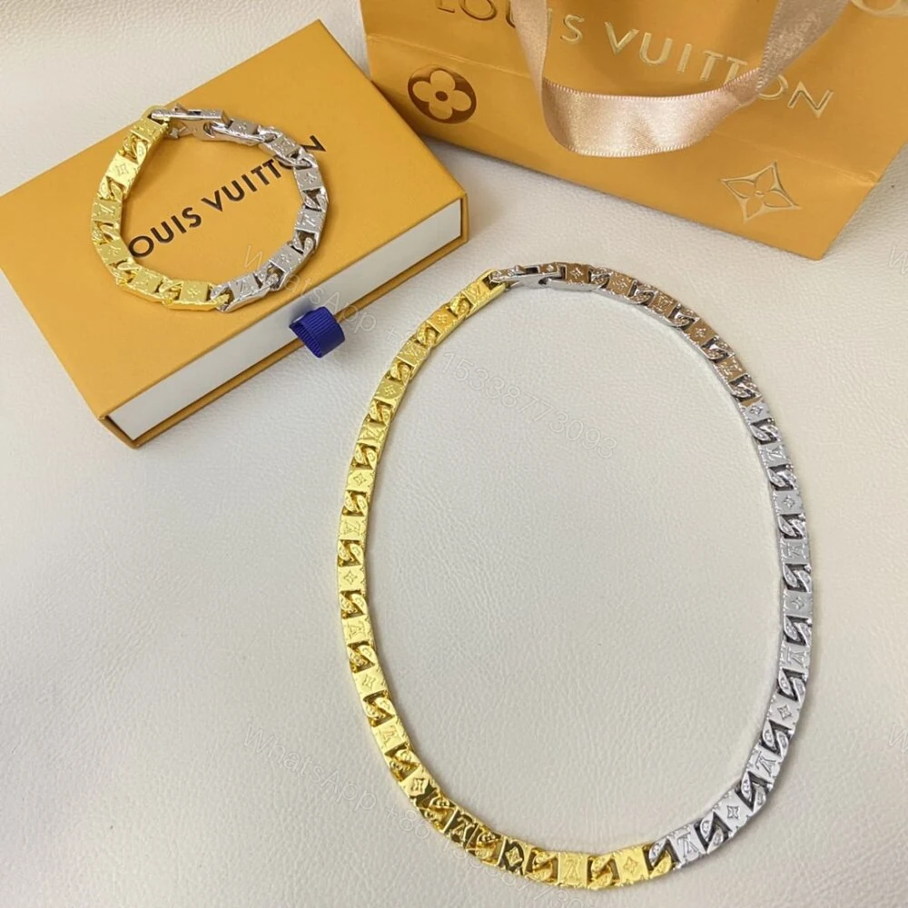 View 3 of Louis Vuitton Monogram Tied Up Necklace Gold And Silver
