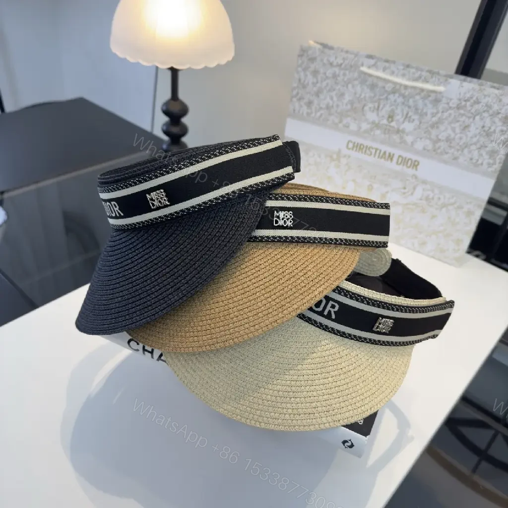 View 10 of Dark Navy Woven Straw Visor – Sporty-Casual Designer Sun Visor
