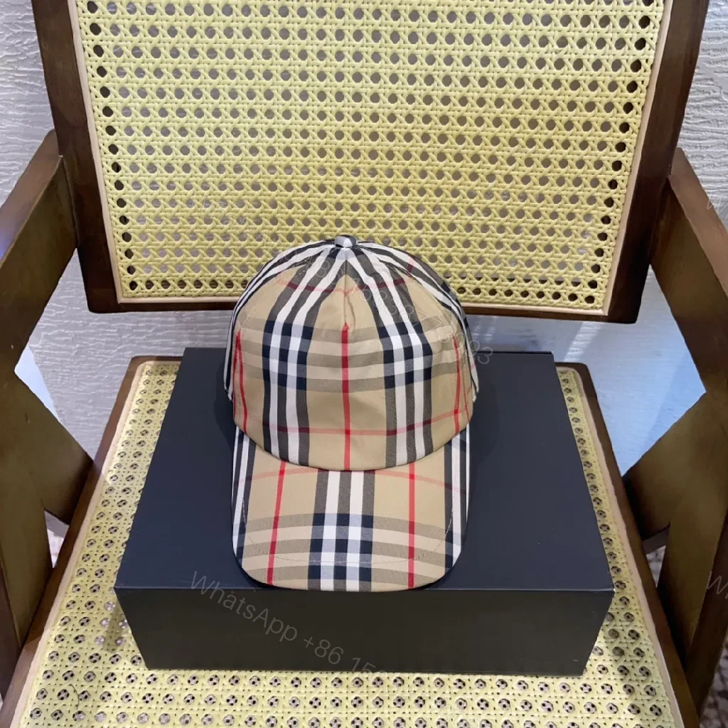 View 8 of Beige Plaid Cap Set: Classic Check, Modern Fit Utility Cap