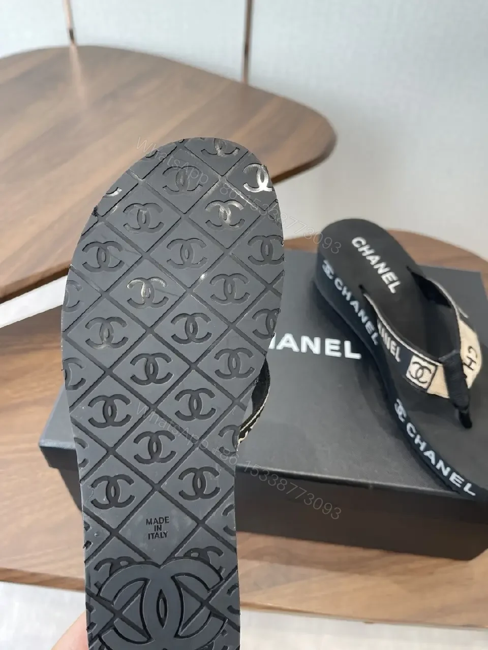 View 7 of Black Synthetic Ribbon Sandals - Luxe, Comfortable, Minimalist Slip-On