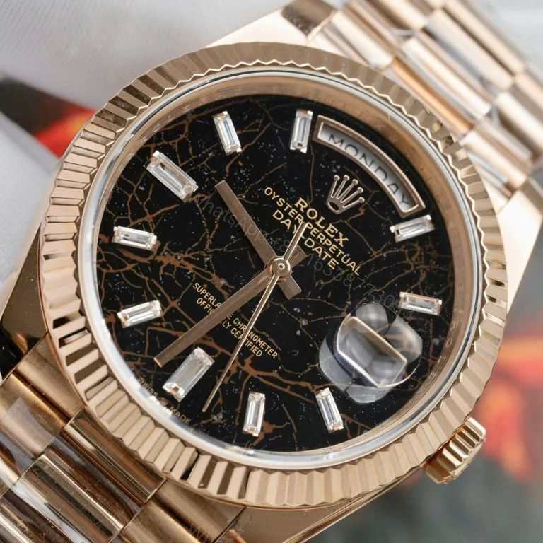 View 3 of Rolex Day-Date 36mm Super Clone Eisenkiesel Dial 18K Gold Wrapped