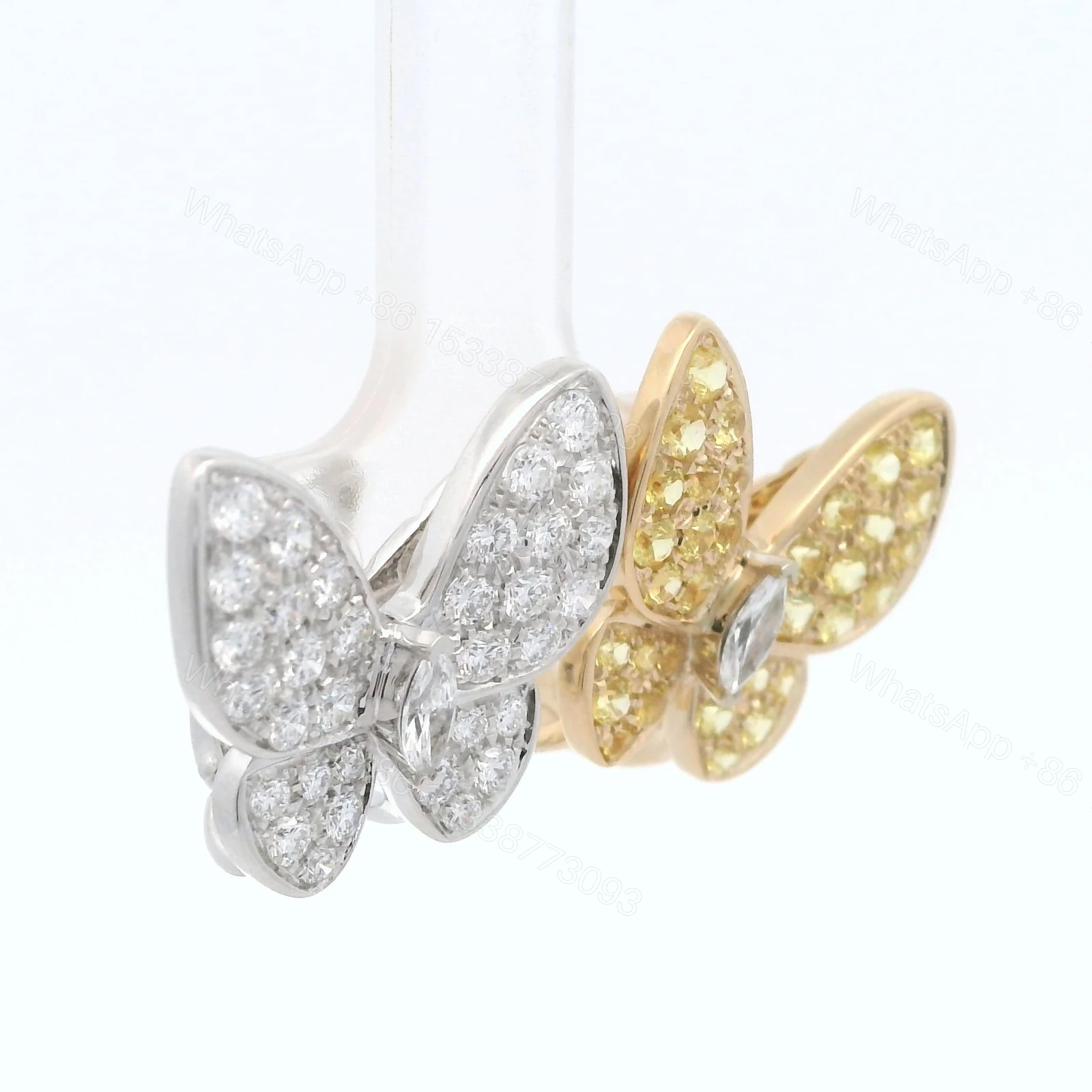 View 4 of Van Cleef & Arpels Double Butterfly Diamond, Sapphire Earrings